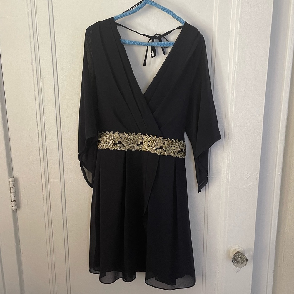 Apricot navy cocktail dress